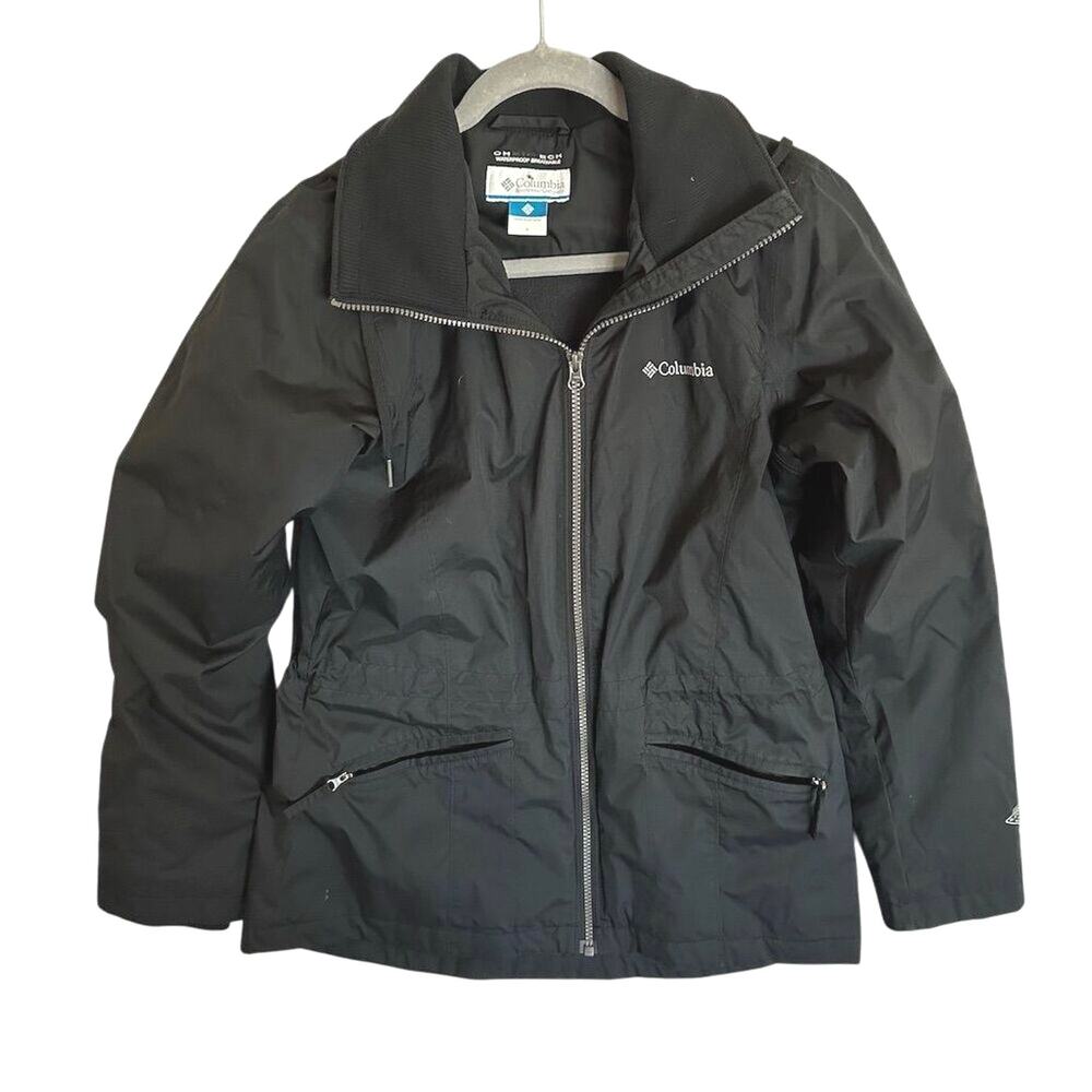 Columbia Women's Waterproof Jacket Black fleece lining‎ Size S Mid-Length Casual